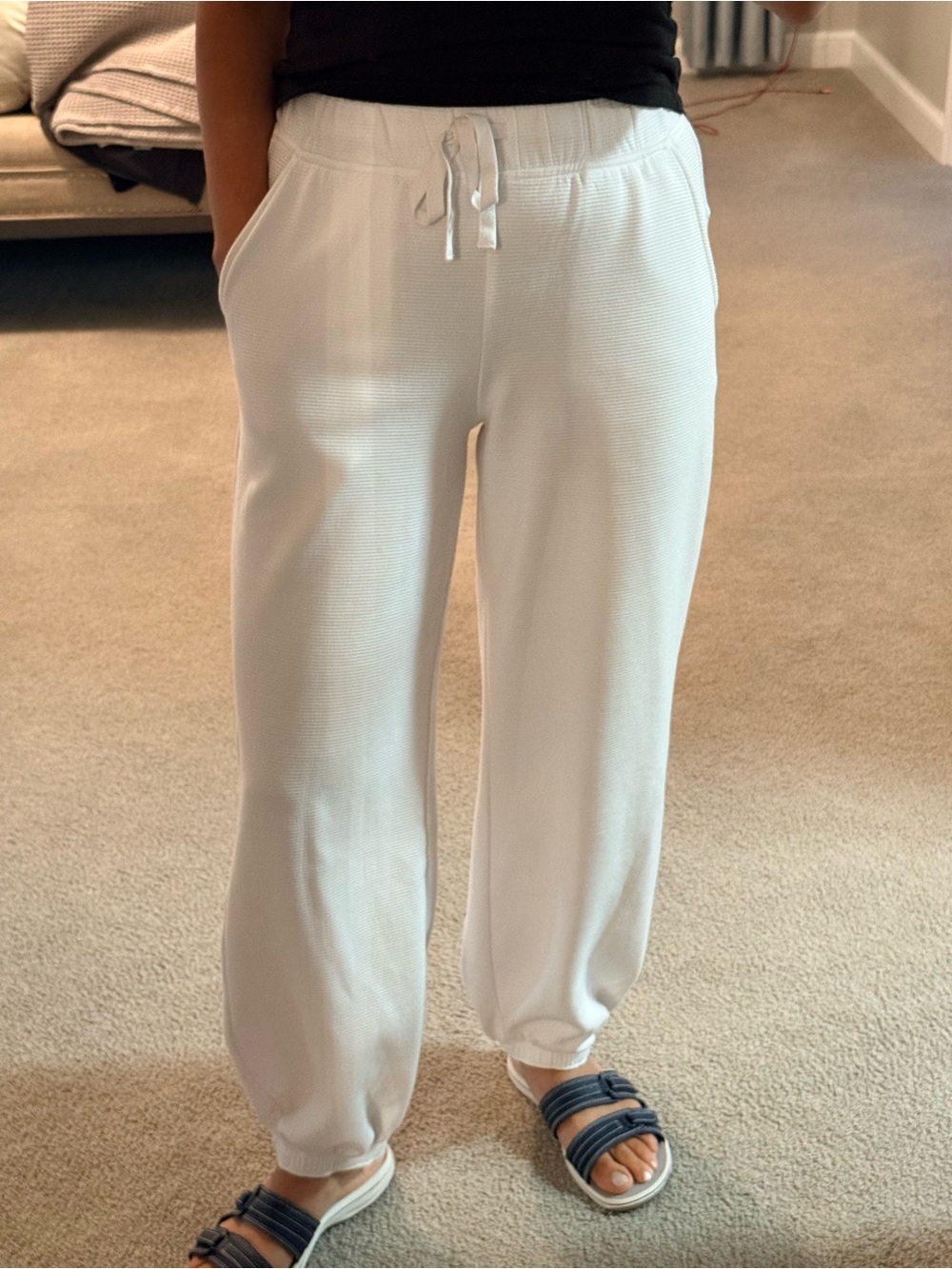 Zella White Women’s Jogger Sweatpants with Drawstring